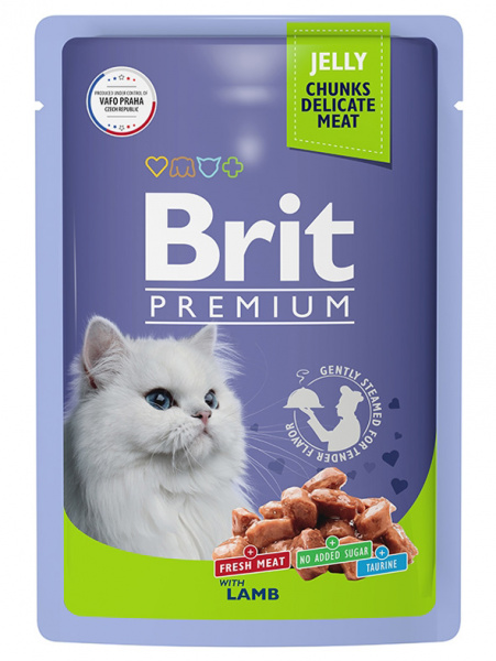 Brit Premium Паучи для взрослых кошек, ягненок в желе