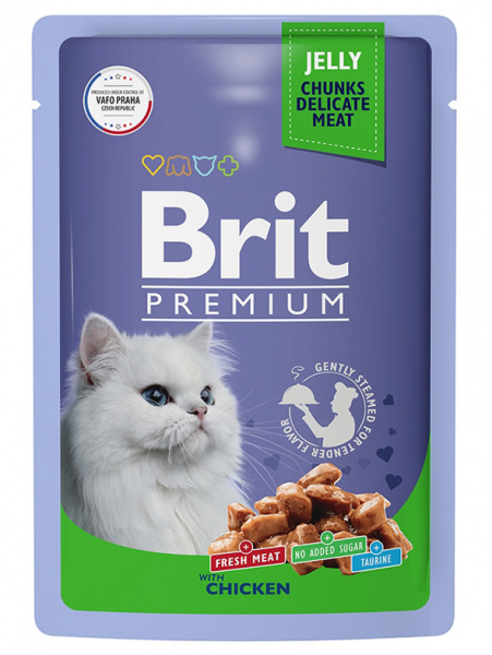 Brit Premium Паучи для взрослых кошек, цыпленок в желе