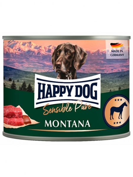 Happy Dog Sensible Pure Montana влажный корм для взрослых собак всех пород с чувствительным пищеварением, консервы, конина