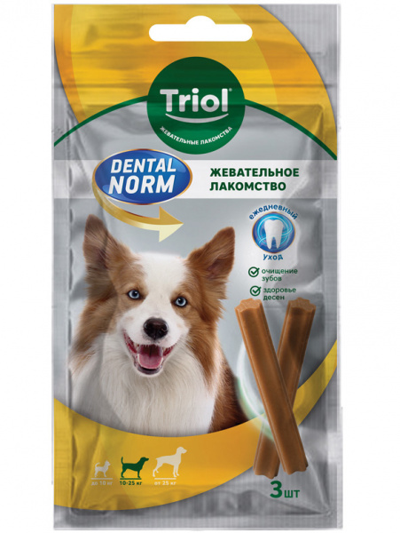 Triol DENTAL NORM Палочки жевательные лакомство для собак средних пород, 75г