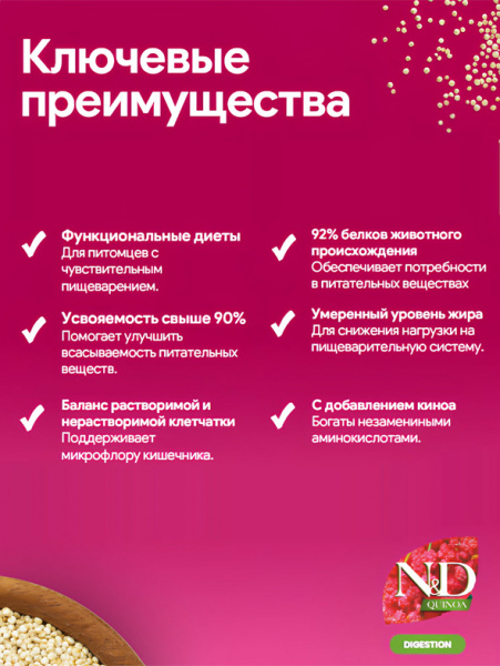 Farmina N&D Quinoa Dog GF Digestion Adult Mini купить в ZooKorm24.ru
