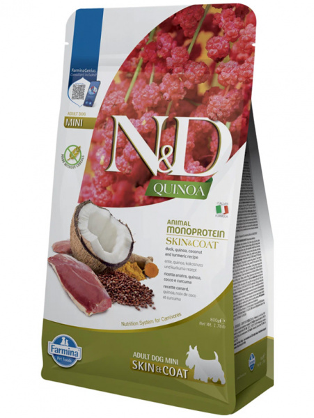 Farmina Quinoa N&D Dog Mini Grain Free Quinoa Skin&Coat Duck Для маленьких пород, Утка с киноа