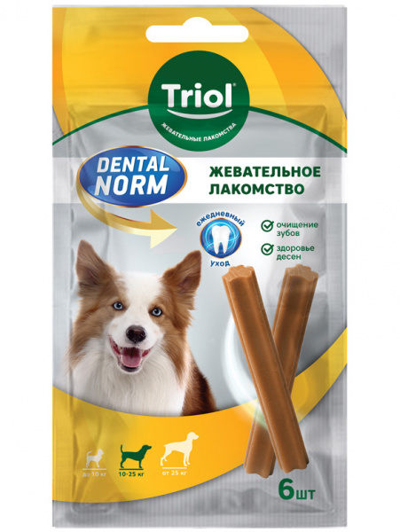 Triol DENTAL NORM Палочки жевательные лакомство для собак средних пород, 150г