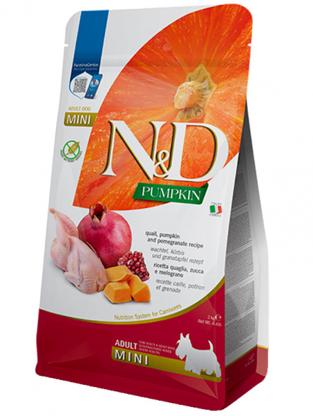 Farmina Pumpkin N&D Dog Adult Mini Для маленьких пород, перепел, тыква, гранат