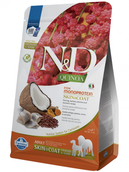 Farmina Quinoa N&D Dog Grain Free Quinoa Skin&Coat Herring Сельдь и киноа