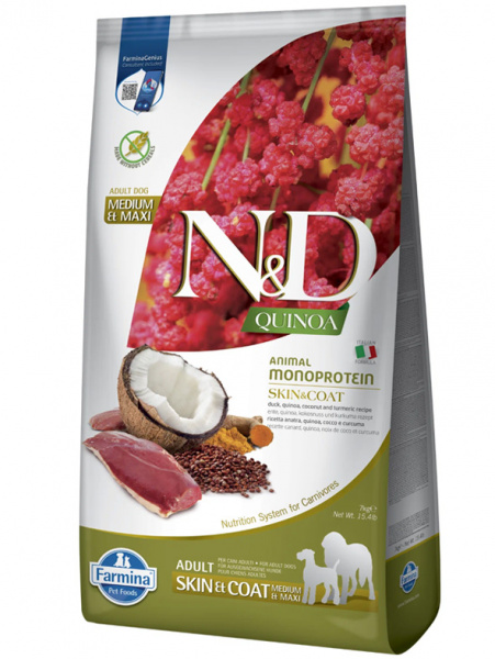 Farmina Quinoa N&D Dog Grain Free Quinoa Skin&Coat Duck Утка с киноа