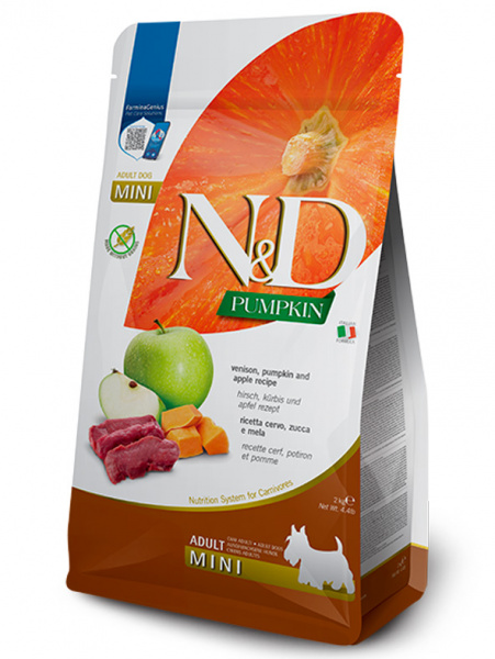Farmina Pumpkin N&D Dog Adult Mini сухой корм для взрослых собак мелких пород, оленина, яблоко, тыква
