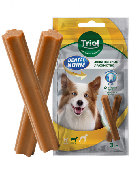 Triol DENTAL NORM Палочки жевательные лакомство для собак средних пород, 75г