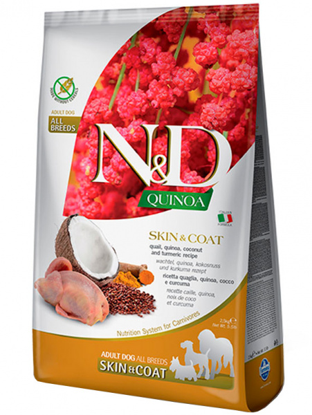 Farmina Quinoa N&D Dog Grain Free Quinoa Skin&Coat Quail Перепел с киноа