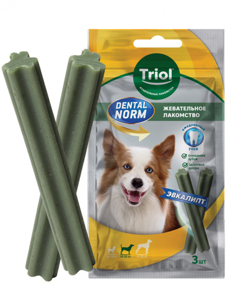 Triol DENTAL NORM Палочки жевательные с эвкалиптом лакомство для собак средних пород, 75гр