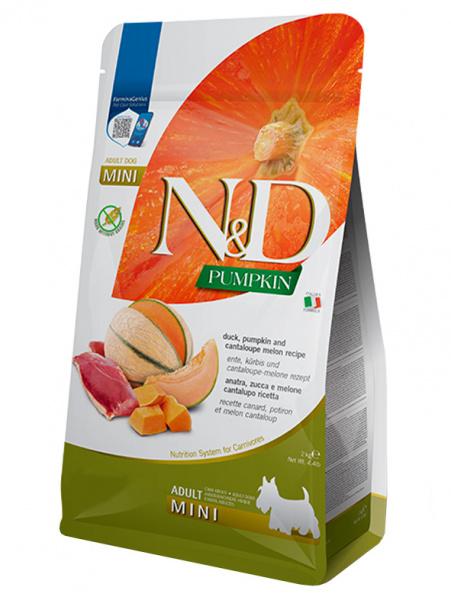 Farmina Pumpkin N&D Dog Adult Mini сухой корм для взрослых собак мелких пород, утка, дыня и тыква