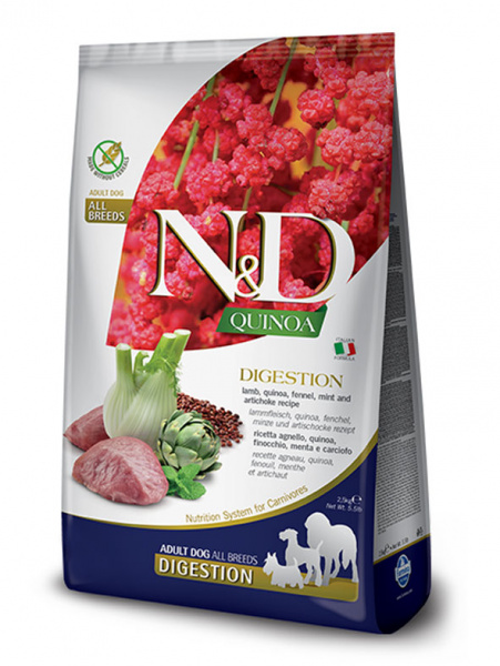 Farmina Quinoa N&D Dog Grain Free Quinoa Digestion Lamb Ягненок с киноа