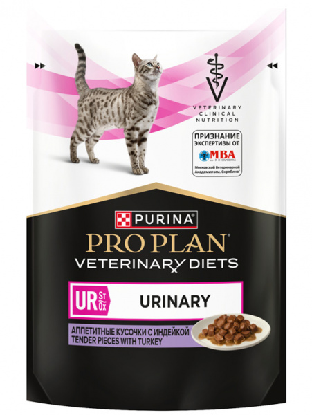 Pro Plan Veterinary Diets Cat UR Urinary, паучи, индейка