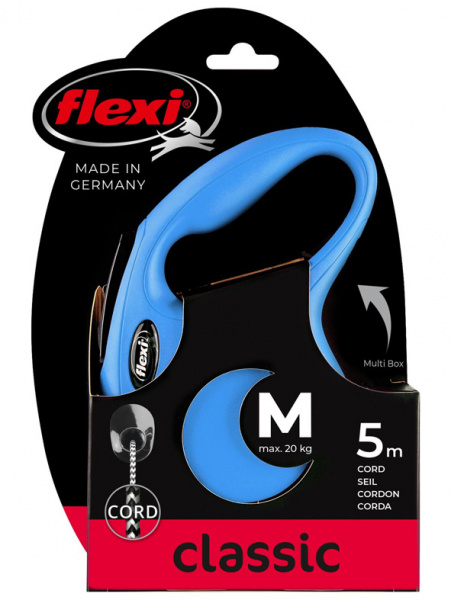 flexi рулетка New Classic М (до 20 кг) 5 м трос синяя