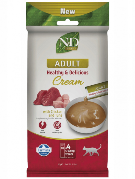 Farmina N&D Prime Cat Cream крем-суп для кошек с курицей и тунцом, 60гр
