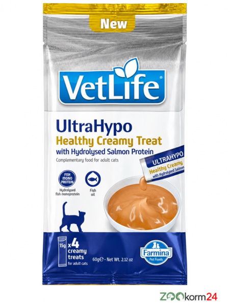 Farmina Vet Life Cat Ultrahypo Крем-суп для кошек с гидролизованным белком лосося, 60гр