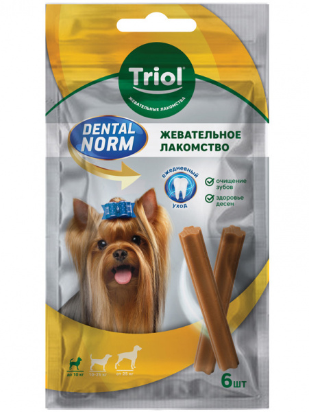 Triol DENTAL NORM Палочки жевательные лакомство для собак мелких пород, 90гр