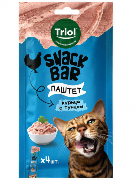 Triol SNACK BAR Паштет из курицы с тунцом лакомство для кошек, 40гр