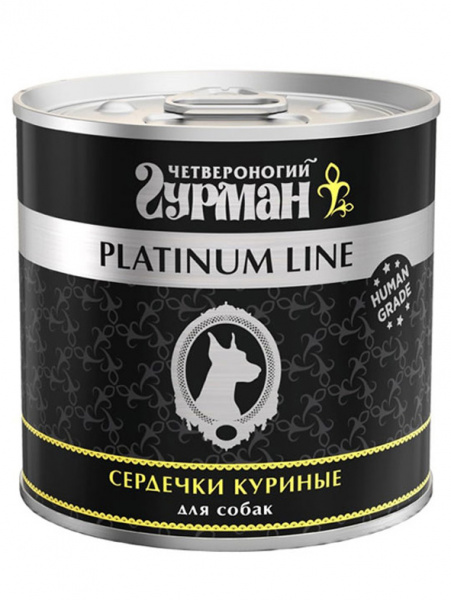 Четвероногий Гурман Platinum Line Консервы для взрослых собак, сердечки куриные в желе