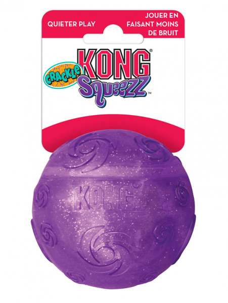 Игрушка KONG для собак Squeezz Crackle хрустящий мячик большой 7см
