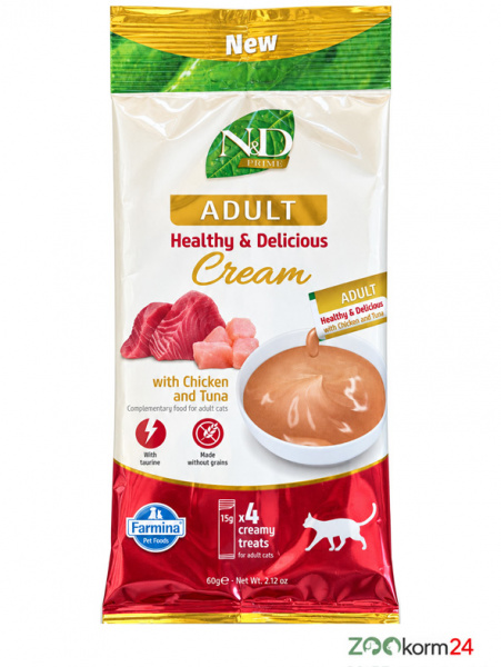 Farmina N&D Prime Cat Cream крем-суп для кошек с курицей и тунцом, 60гр