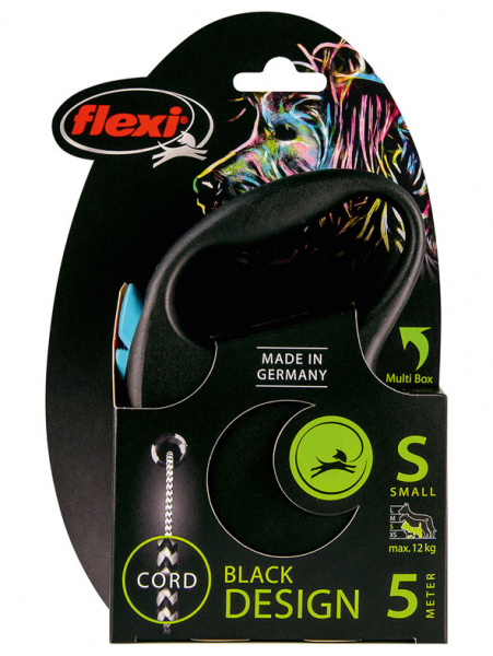 flexi рулетка Black Design S (до 12 кг) 5 м трос черный/синий
