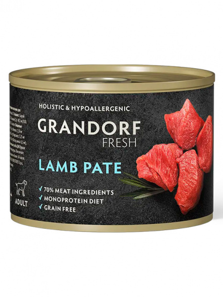 Grandorf Fresh Dog влажный корм для собак всех возрастов, беззерновой, паштет из ягненка