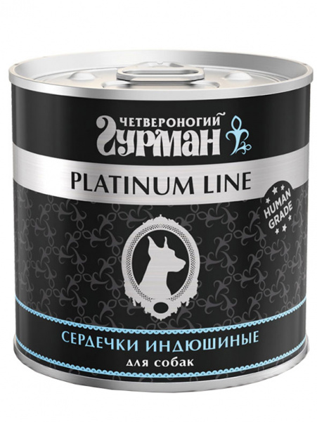 Четвероногий Гурман Platinum Line Консервы для взрослых собак, сердечки индюшиные в желе