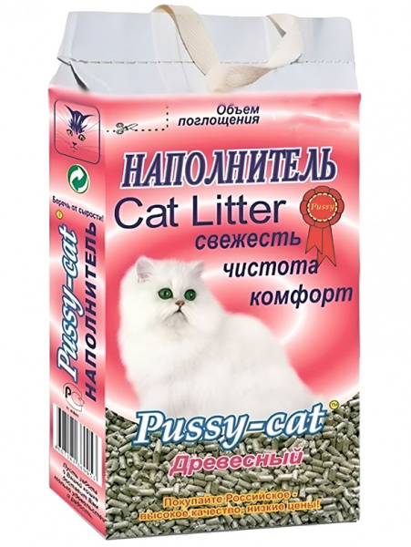 Pussy-cat наполнитель Древесный, впитывающий, 4,5 л
