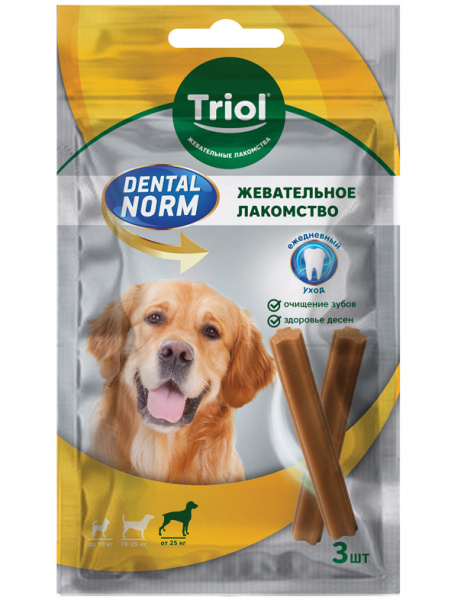 Triol DENTAL NORM Палочки жевательные лакомство для собак крупных пород, 120гр