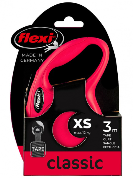 flexi рулетка New Classic XS (до 12 кг) 3 м лента красная.