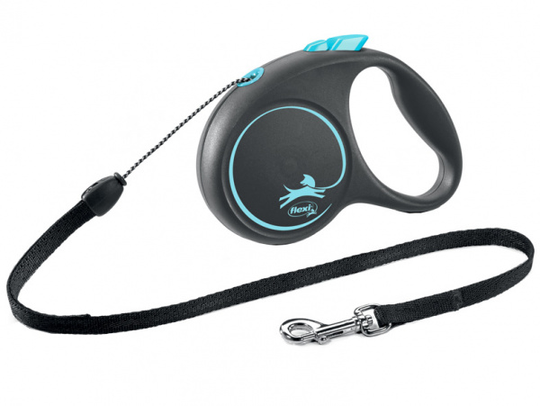 flexi рулетка Black Design S (до 12 кг) 5 м трос черный/синий
