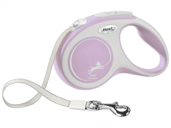 flexi рулетка NEW LINE Comfort S (до 15 кг) лента 5 м серый/розовый