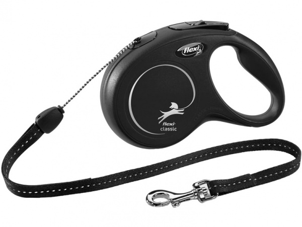 flexi рулетка New Classic M (до 20 кг) 8 м трос черная