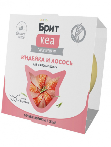 Брит Кеа влажный корм (ламистер) для взрослых кошек, индейка с лососем в желе