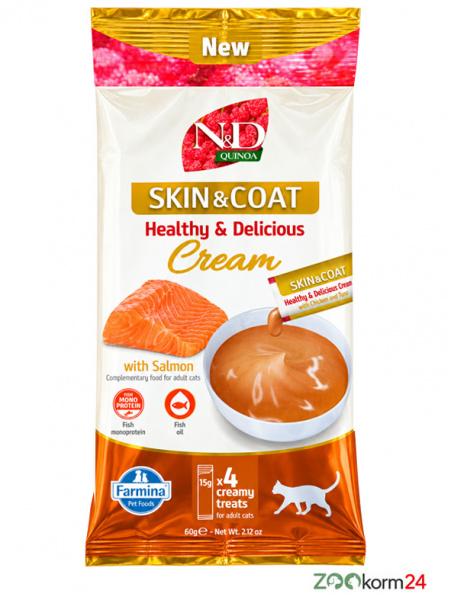 Farmina N&D Quinoa Cat Cream Здоровая кожа Крем-суп для кошек с лососем, 60гр