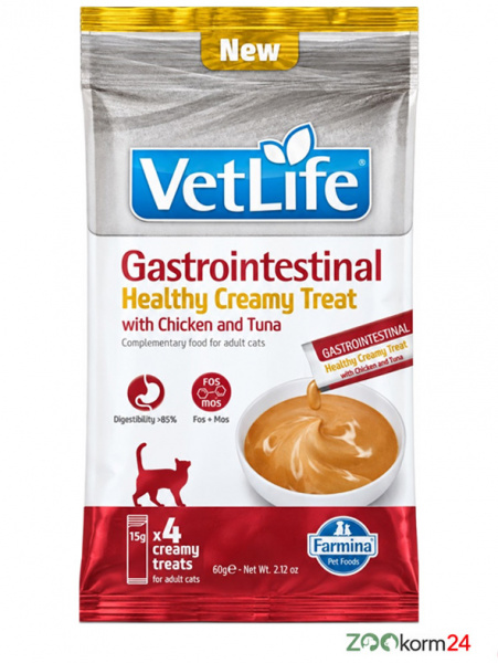 Farmina Vet Life Cat Gastrointestinal Крем-суп для кошек с курицей и тунцом, 60гр