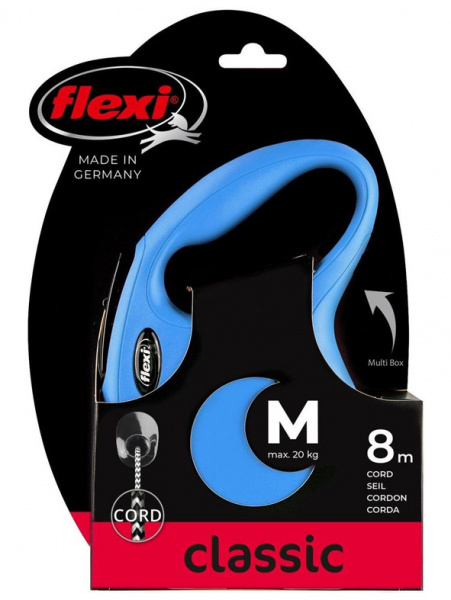 flexi рулетка New Classic M (до 20 кг) 8 м трос синяя