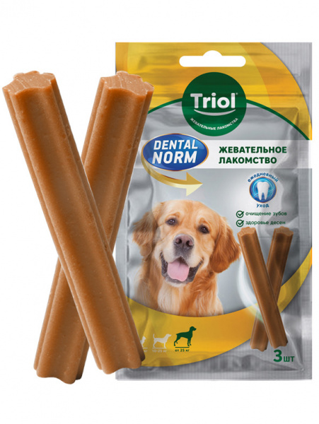 Triol DENTAL NORM Палочки жевательные лакомство для собак крупных пород, 120гр