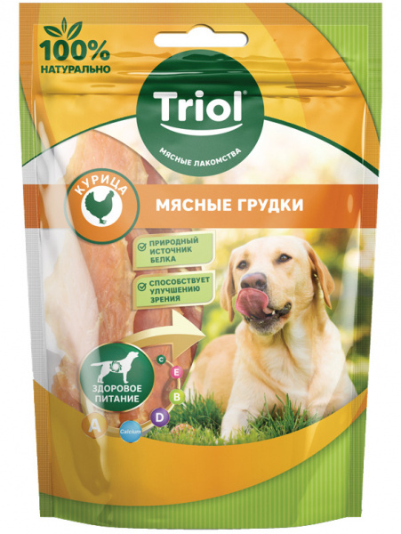 Triol Мясные грудки из курицы лакомство для собак, 70гр