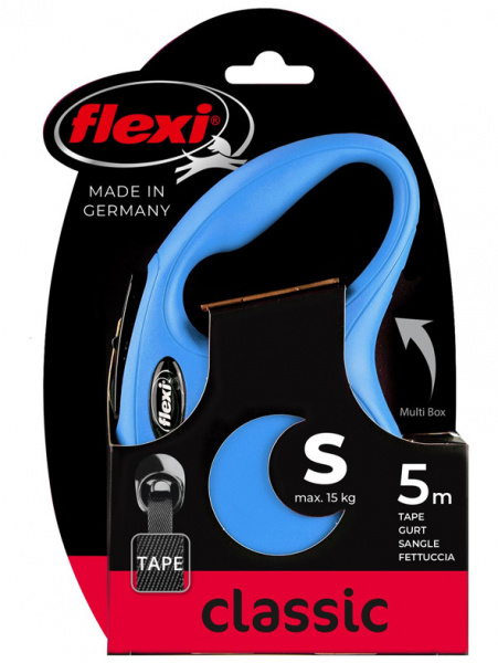 flexi рулетка New Classic S (до 15 кг) 5 м лента синяя